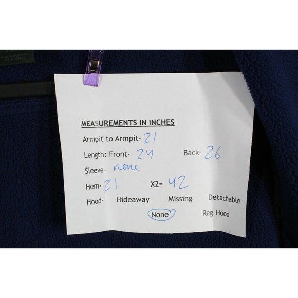 LL Bean Blue 100% Polyester Fleece Zip Up Vest Size M - Picture 9 of 9